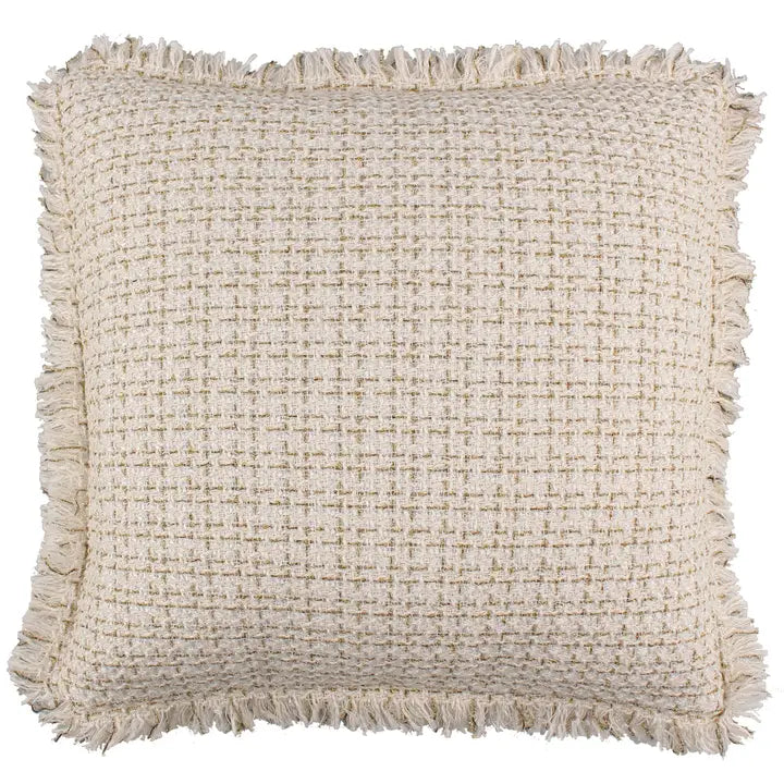 Cosima Textured Fringe Pillow - Coastal Accent Pillows