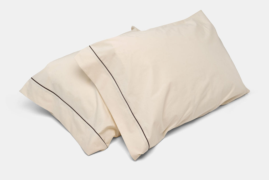 Cotton Bed Pillowcases with Classic Piping Design  - American Made With USA Grown Cotton