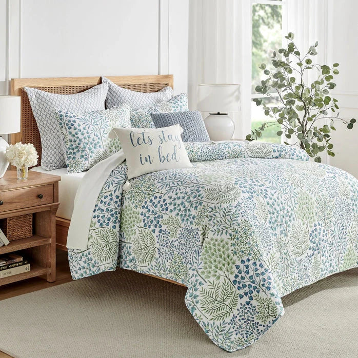 English Forest Cotton Quilt Set - Green