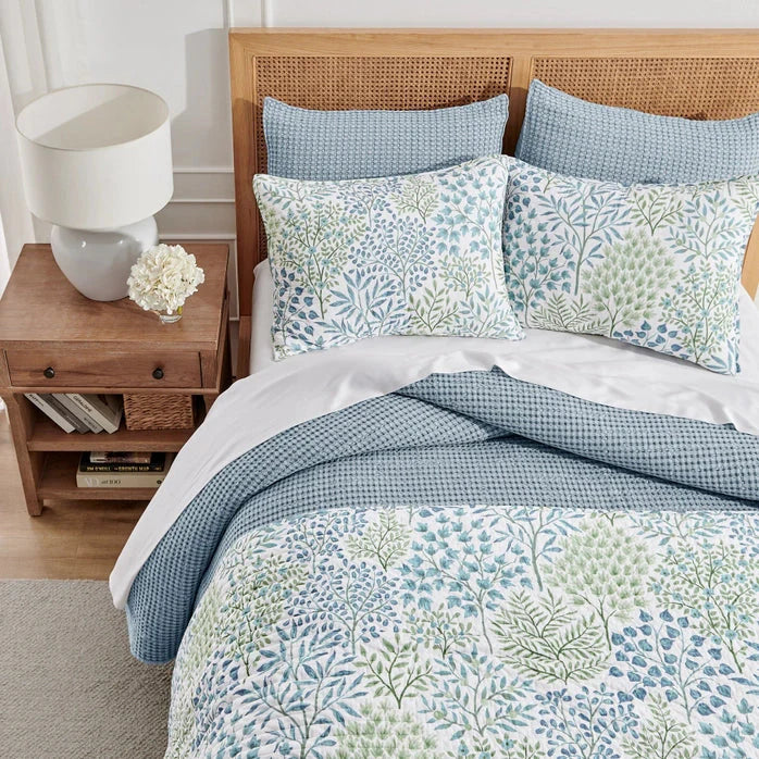 English Forest Cotton Quilt Set - Green