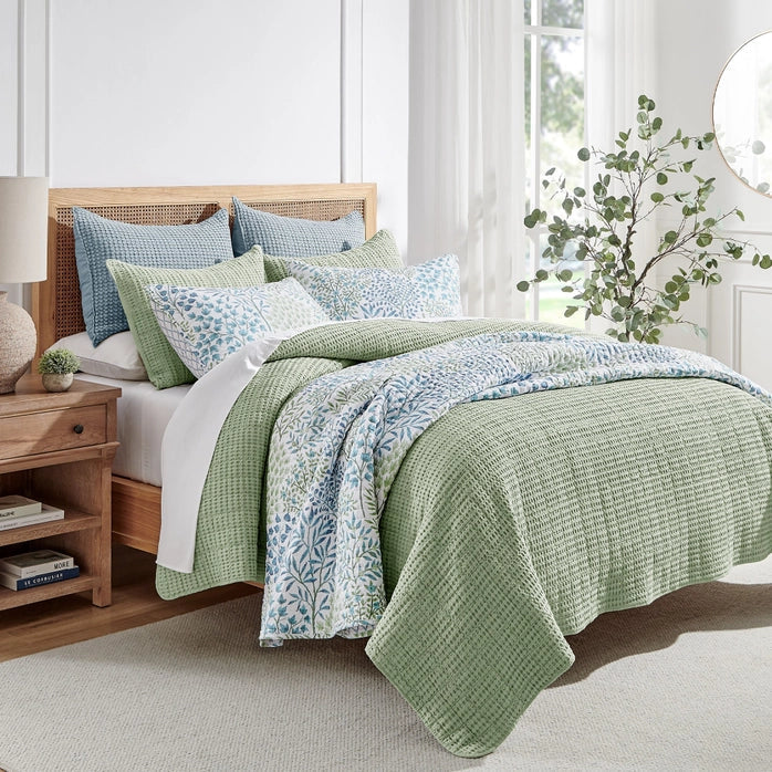 English Forest Cotton Quilt Set - Green