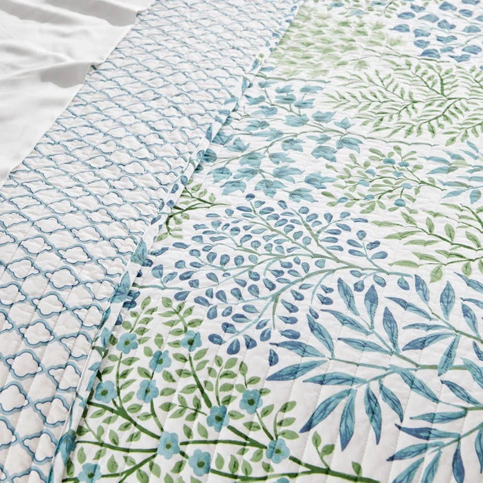 English Forest Cotton Quilt Set - Green