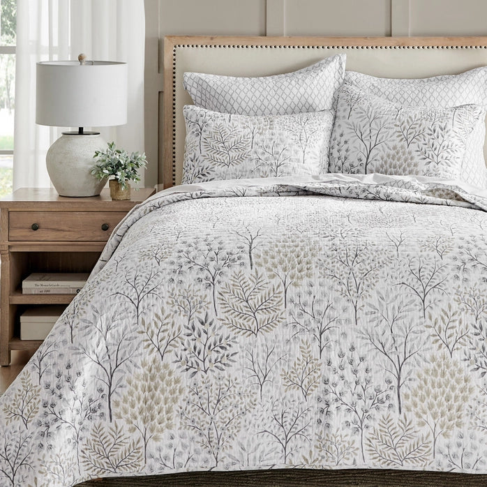 English Forest Cotton Quilt Set - Natural