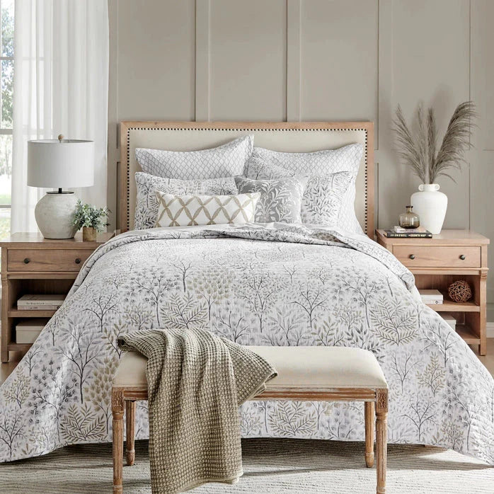 English Forest Cotton Quilt Set - Natural