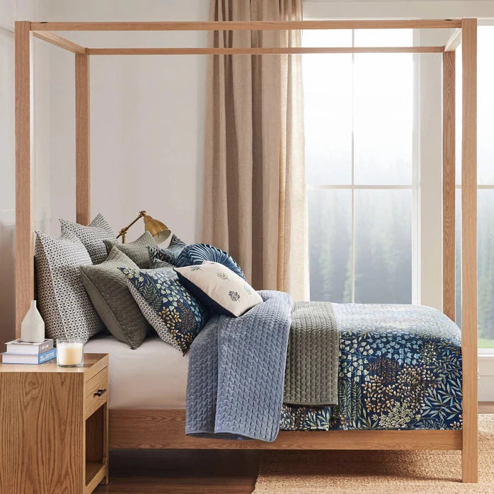 English Forest Cotton Quilt Set - Navy