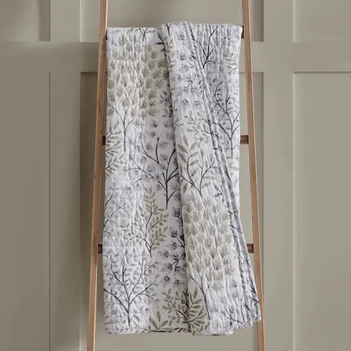 English Forest Quilted Throw Blanket - Natural