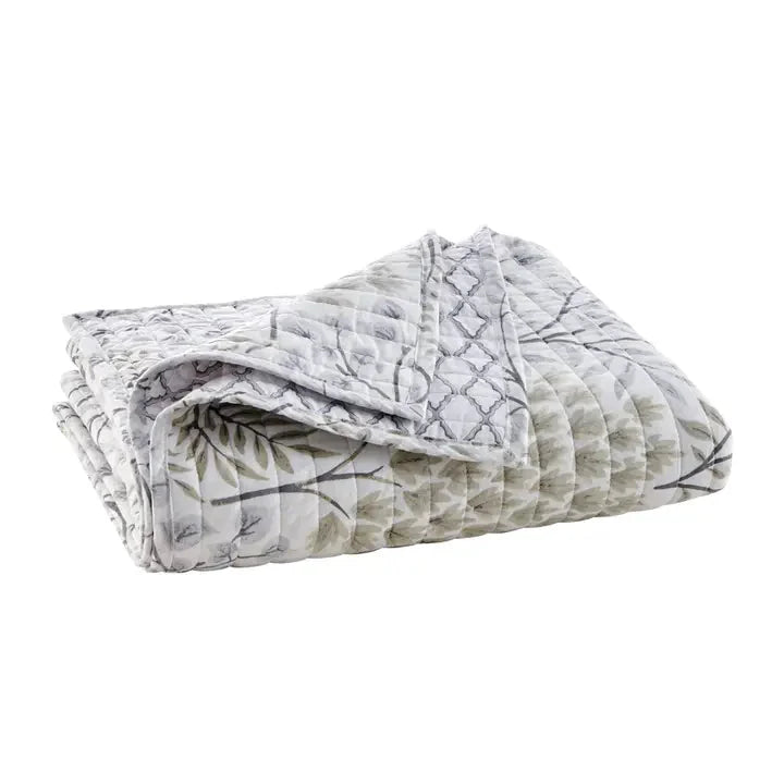 English Forest Quilted Throw Blanket - Natural