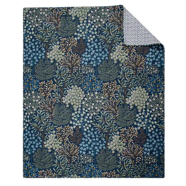 English Forest Quilted Throw Blanket - Navy