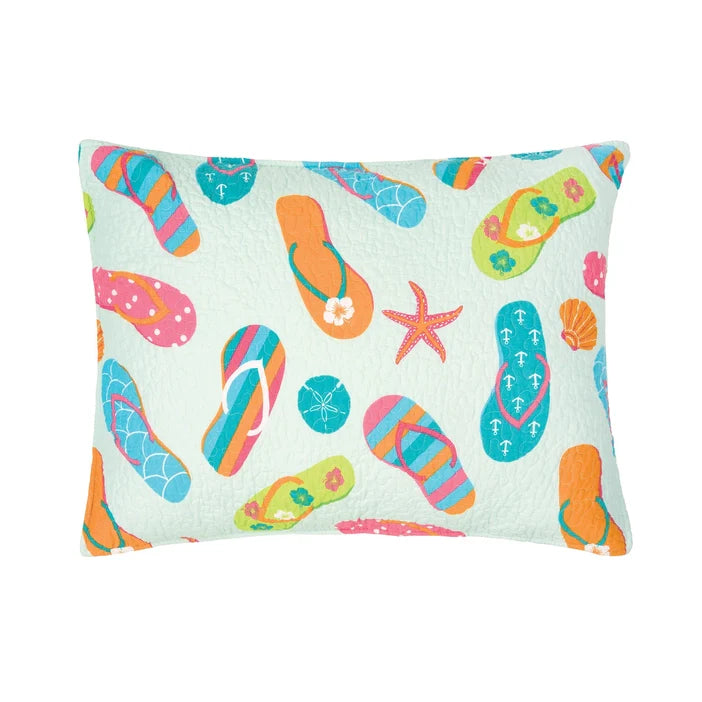 Flip Flops Coastal Quilt Set - Lightweight Microfiber - 3PC