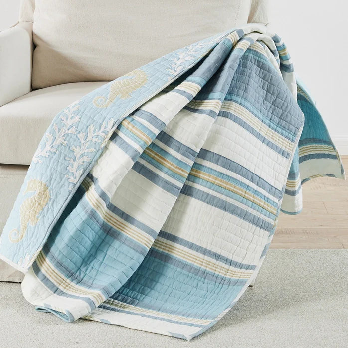 Kailua Quilted Throw Blanket - Coastal Throw Blanket