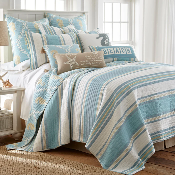 Coastal Bedding Ensembles Complete Queen - 7PC Kailua