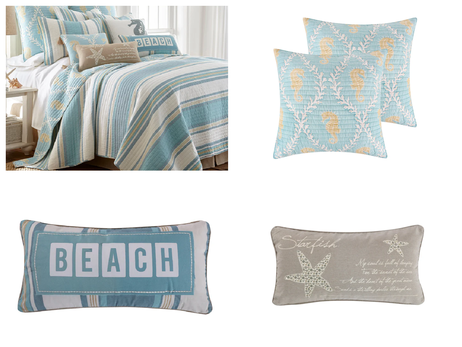 Coastal Bedding Ensembles Complete Queen - 7PC Kailua