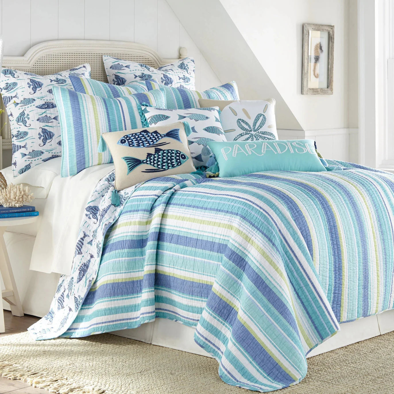Laida Beach Euro Shams 2PC Coastal Pillow Shams