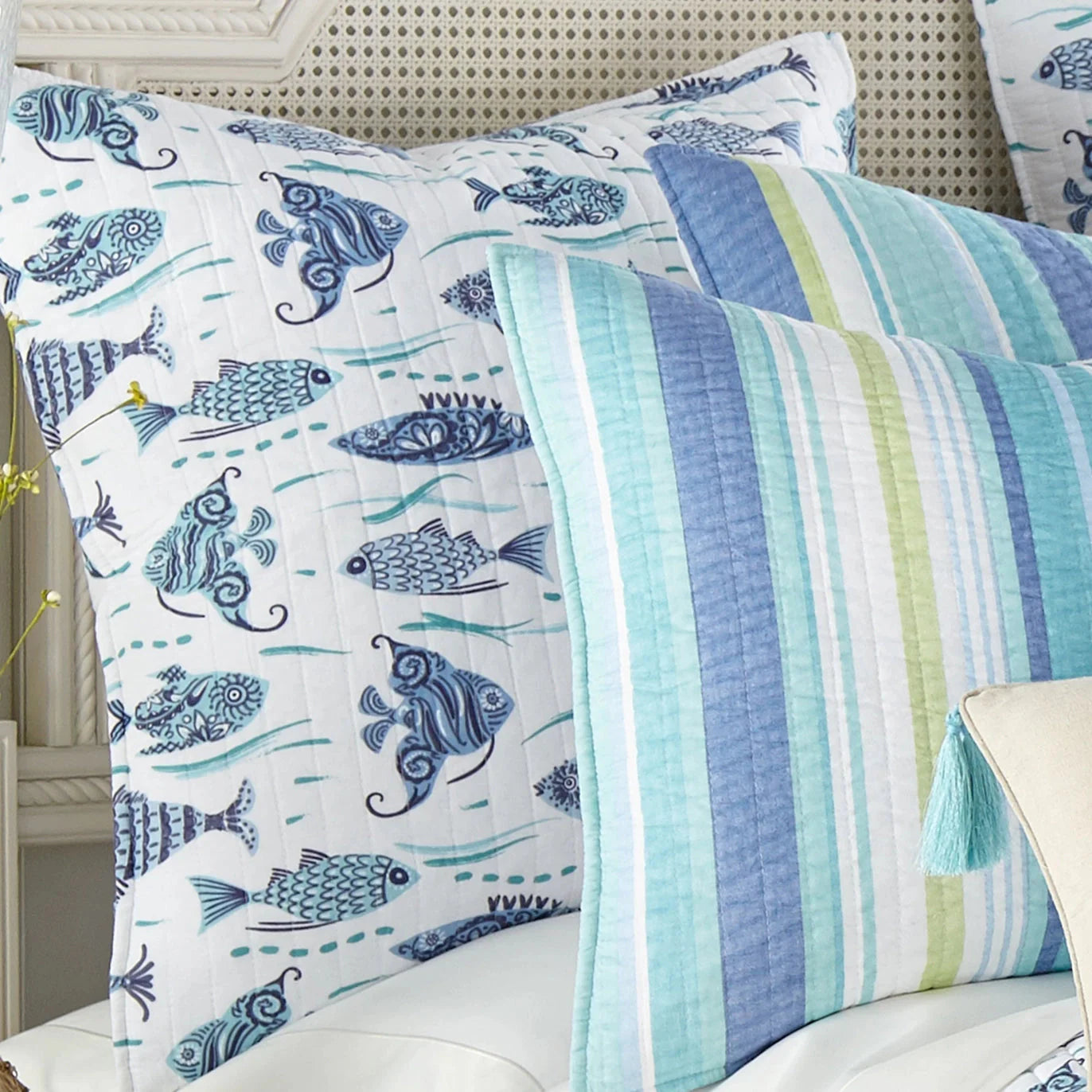 Laida Beach Euro Shams 2PC Coastal Pillow Shams