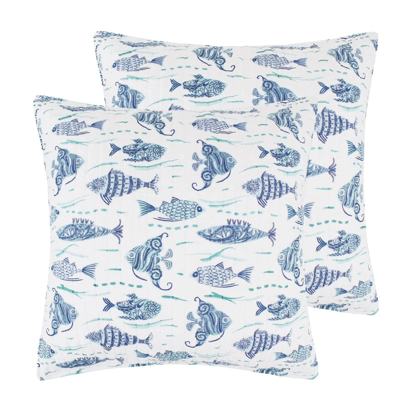 Laida Beach Euro Shams 2PC Coastal Pillow Shams