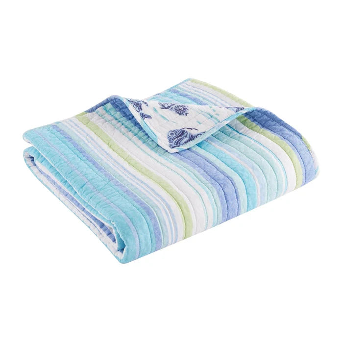 Laida Beach Quilted Throw Blanket - Coastal Throw Blanket