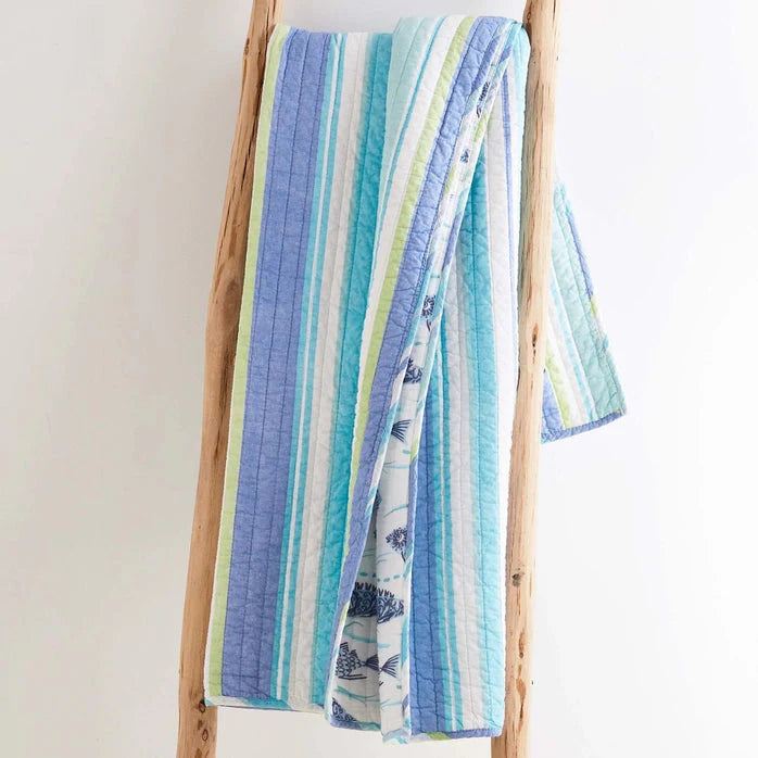 Laida Beach Quilted Throw Blanket - Coastal Throw Blanket