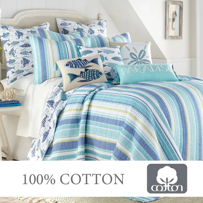 Laida Cotton Quilt Set - Coastal Quilt Sets 100% Cotton