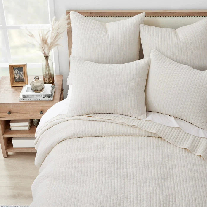 Loden Cotton Quilt Set - Cream