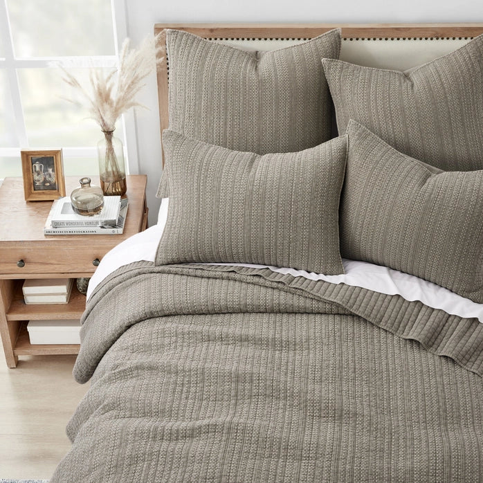 Loden Cotton Quilt Set - Taupe