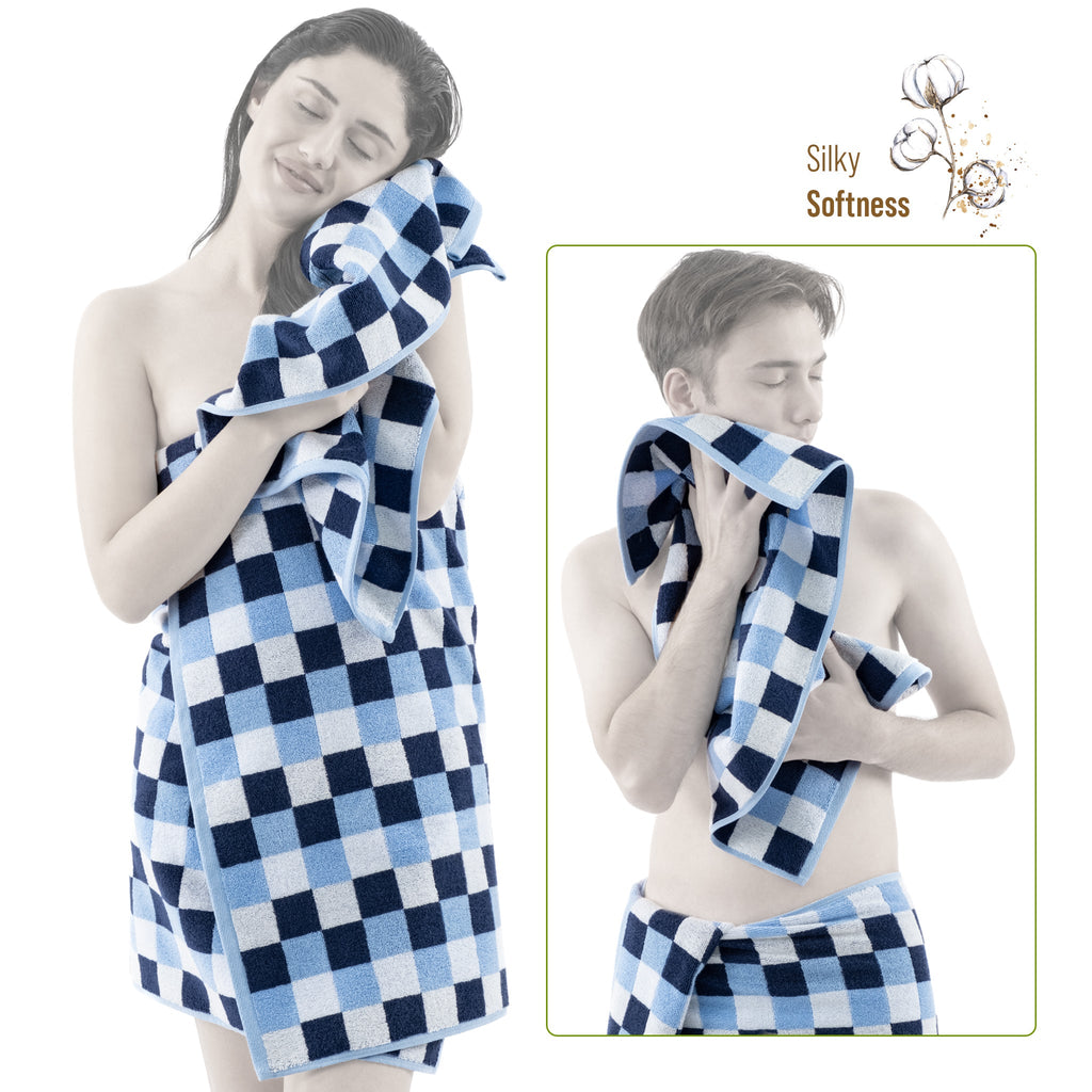 Luxury Bath Towel Set  100% Cotton Yarn Dyed Ultra Soft and Plush