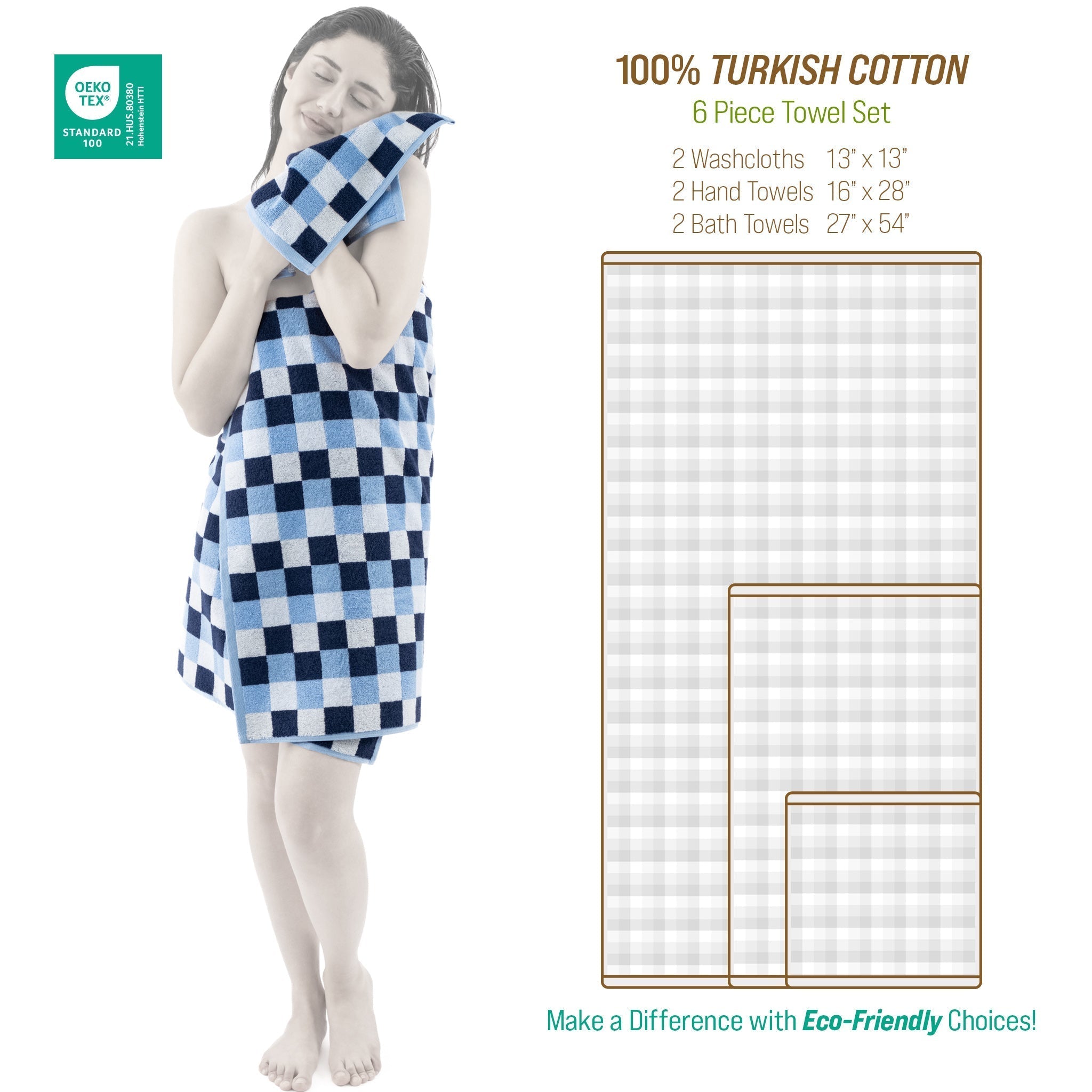 Luxury Bath Towel Set  100% Cotton Yarn Dyed Ultra Soft and Plush