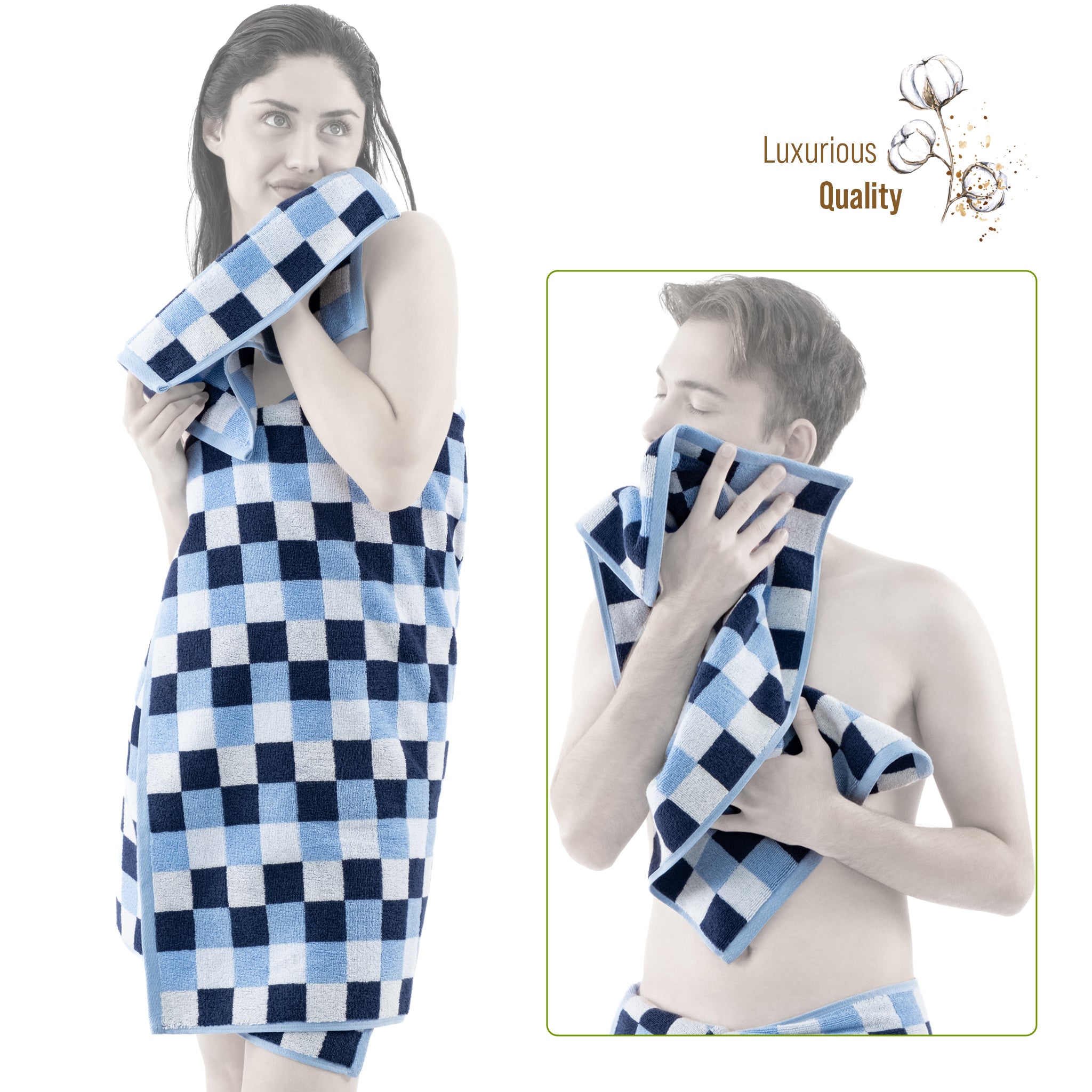 Luxury Bath Towel Set  100% Cotton Yarn Dyed Ultra Soft and Plush