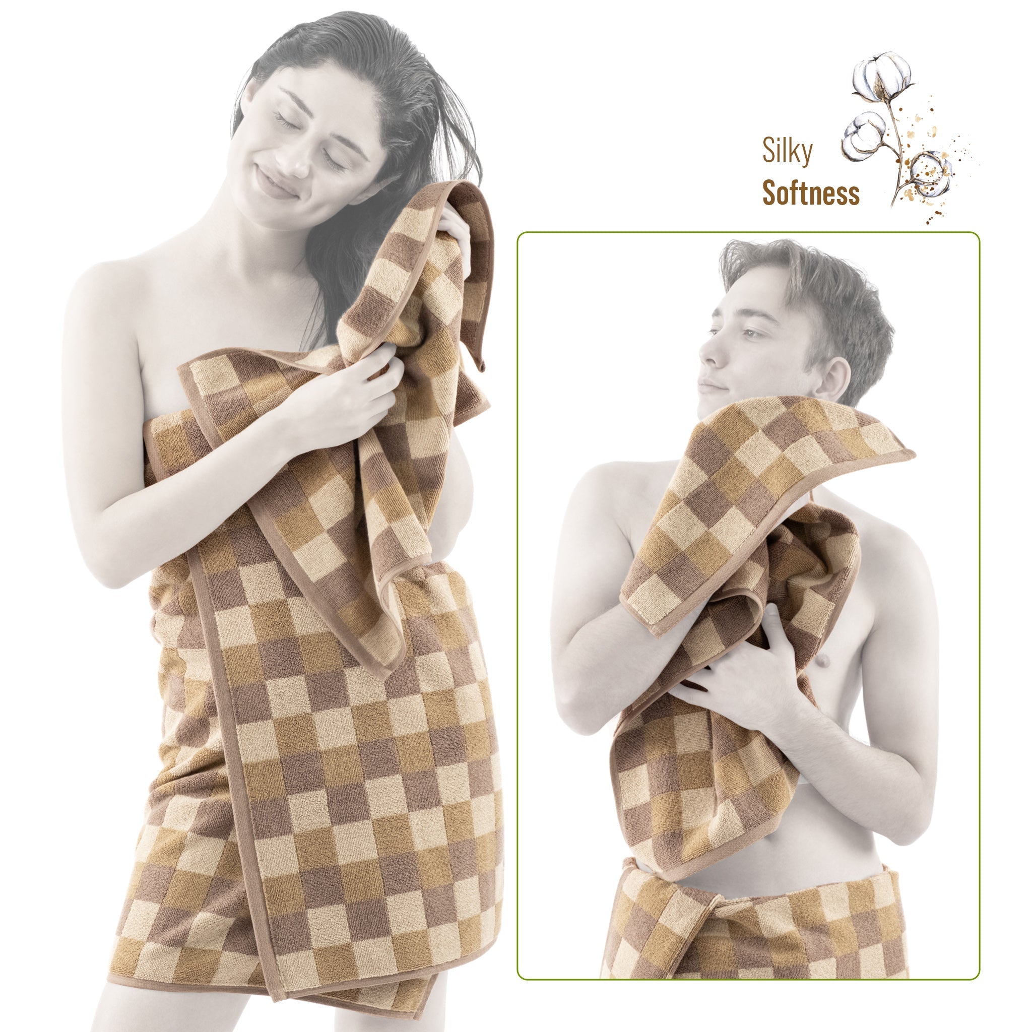 Luxury Bath Towel Set  100% Cotton Yarn Dyed Ultra Soft and Plush