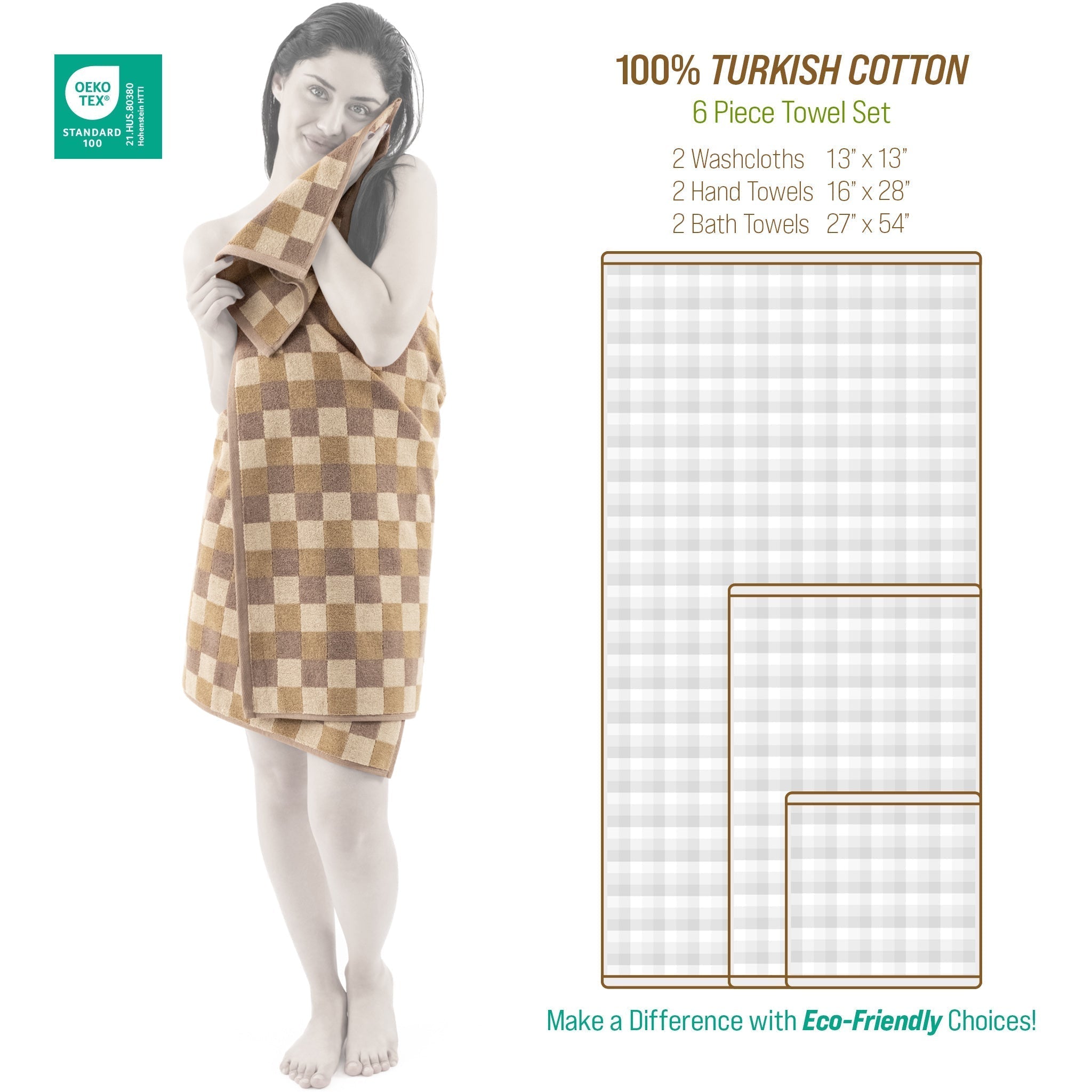 Luxury Bath Towel Set  100% Cotton Yarn Dyed Ultra Soft and Plush