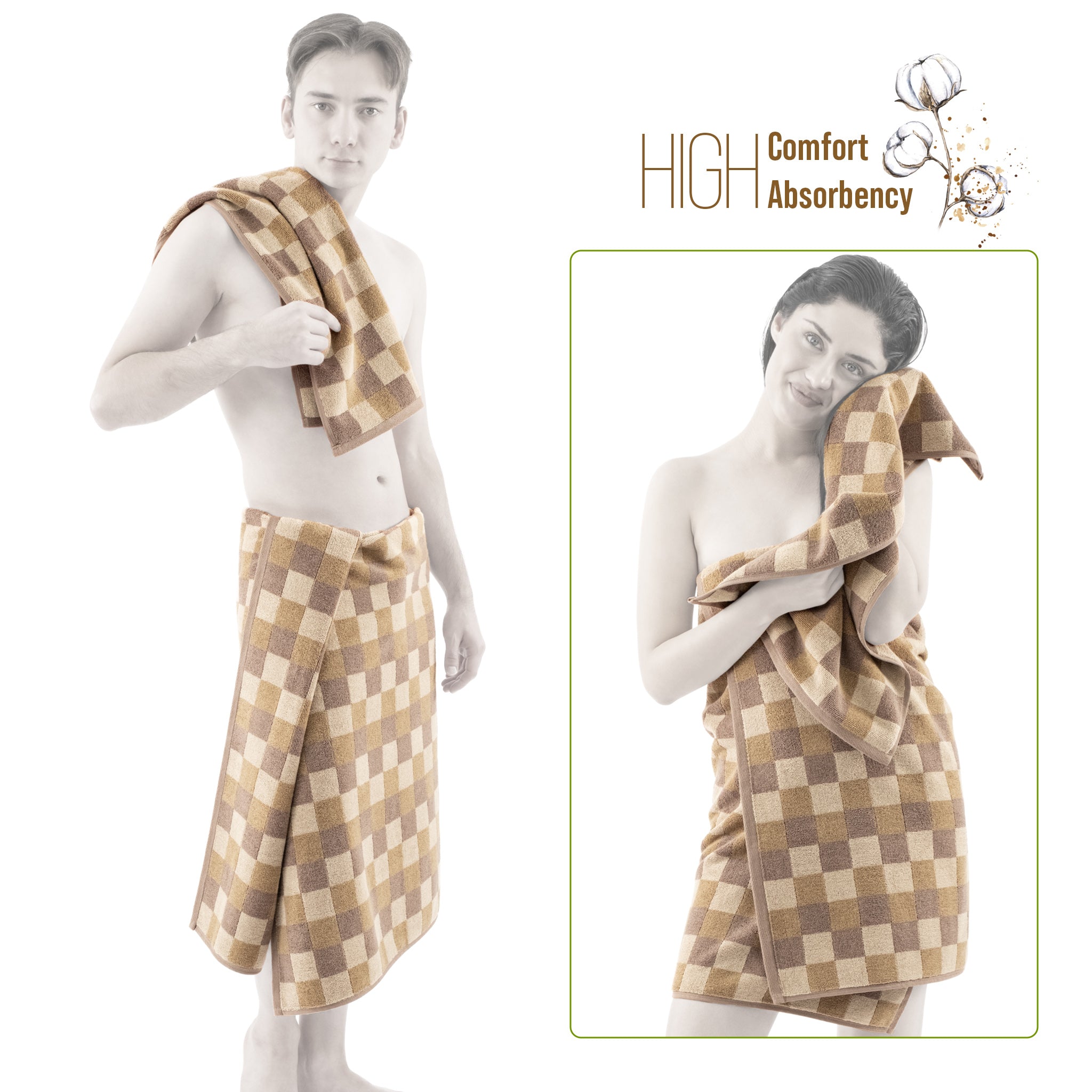 Luxury Bath Towel Set  100% Cotton Yarn Dyed Ultra Soft and Plush