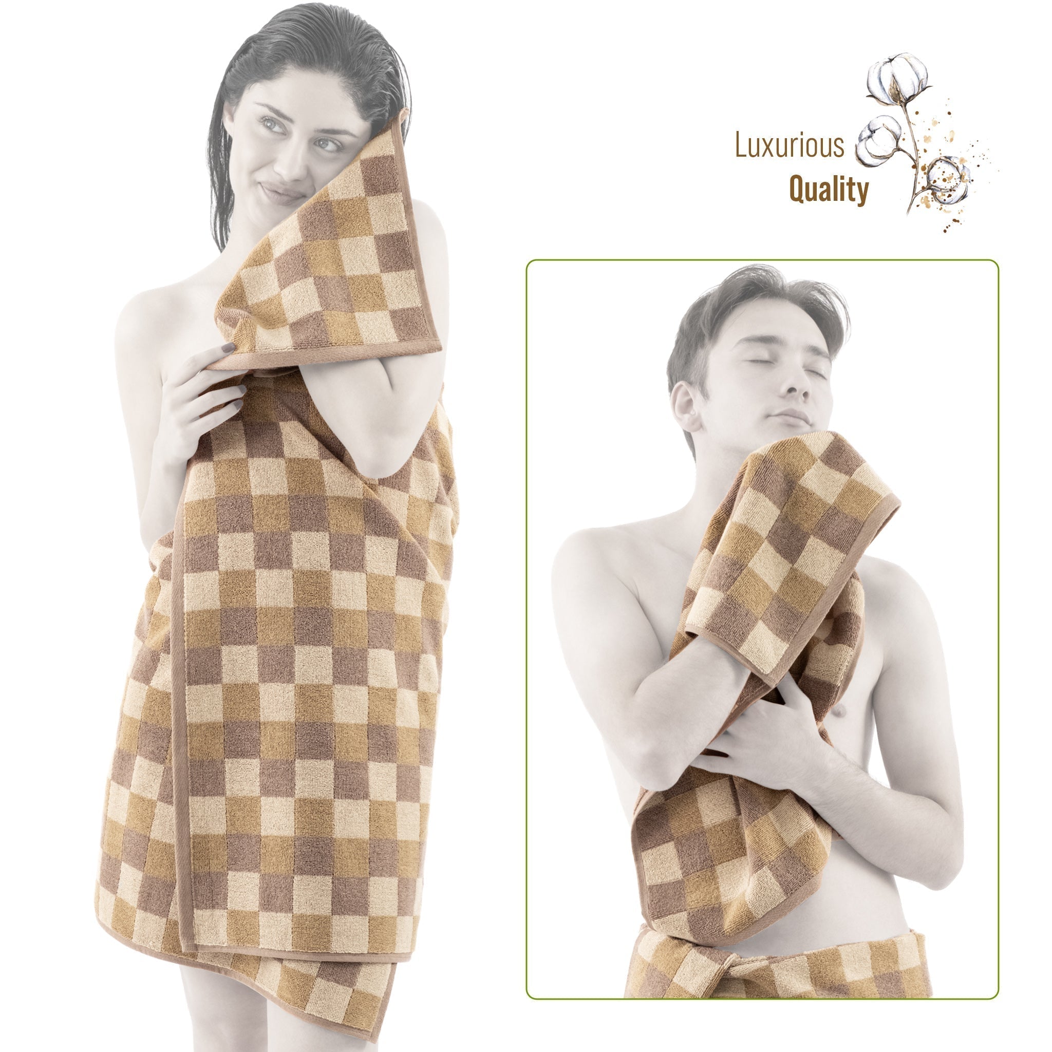 Luxury Bath Towel Set  100% Cotton Yarn Dyed Ultra Soft and Plush