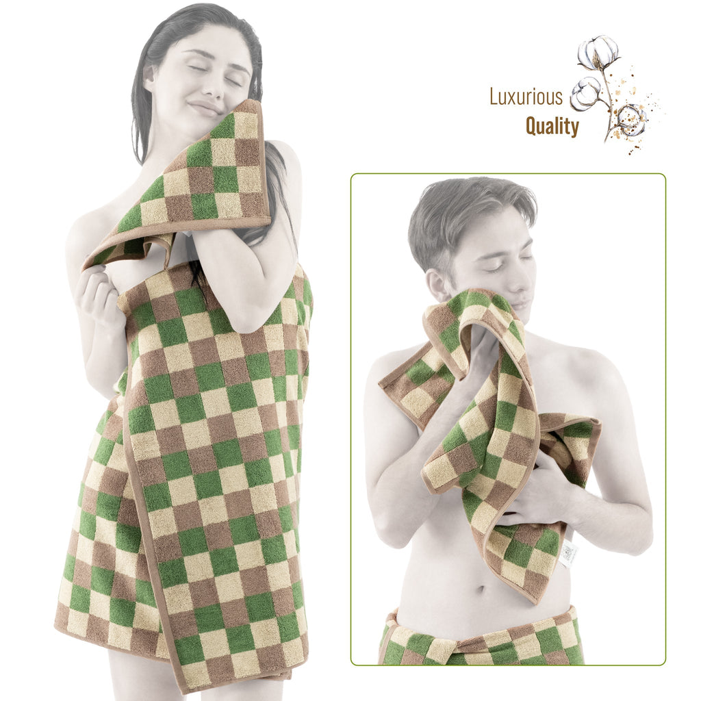 Luxury Bath Towel Set  100% Cotton Yarn Dyed Ultra Soft and Plush