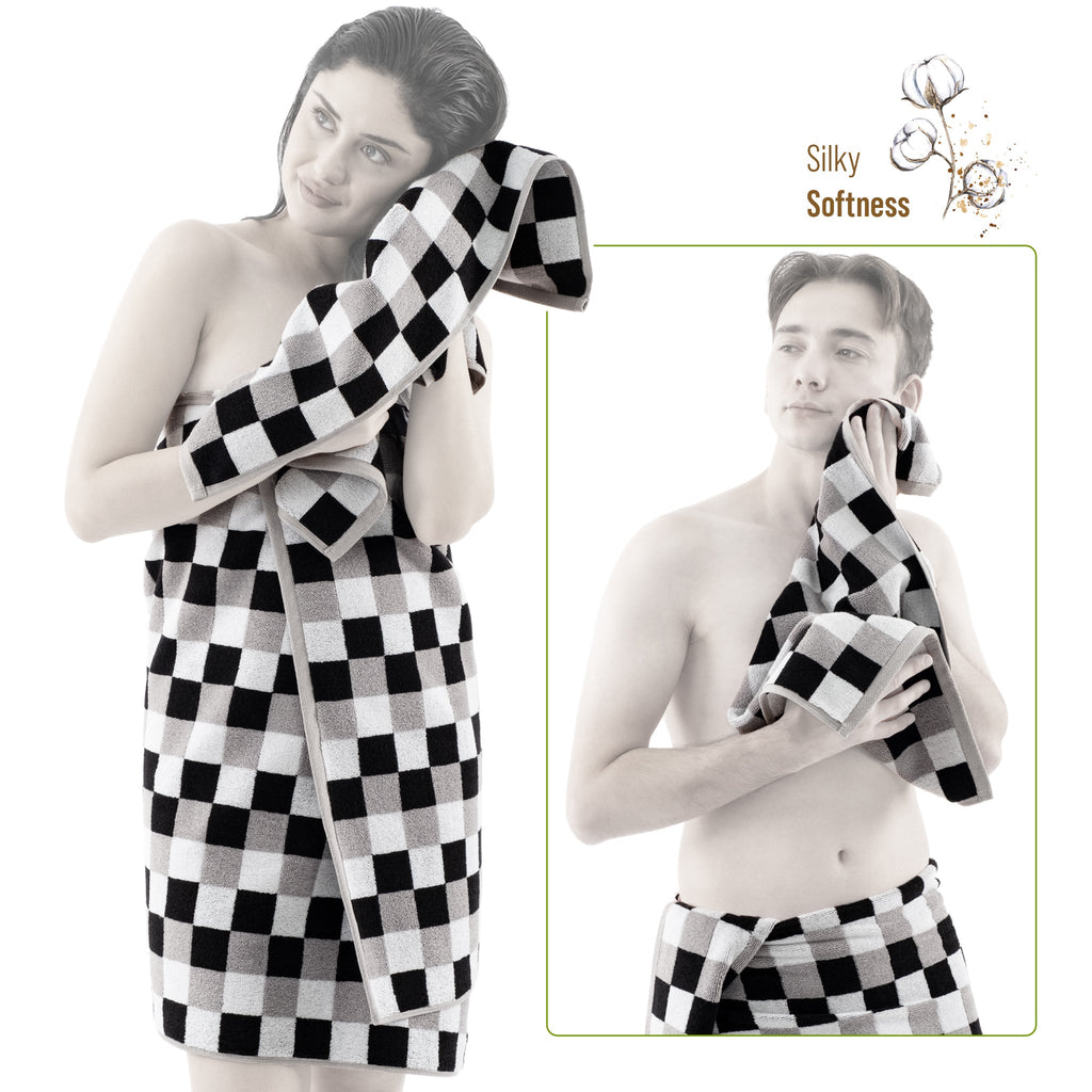 Luxury Bath Towel Set  100% Cotton Yarn Dyed Ultra Soft and Plush