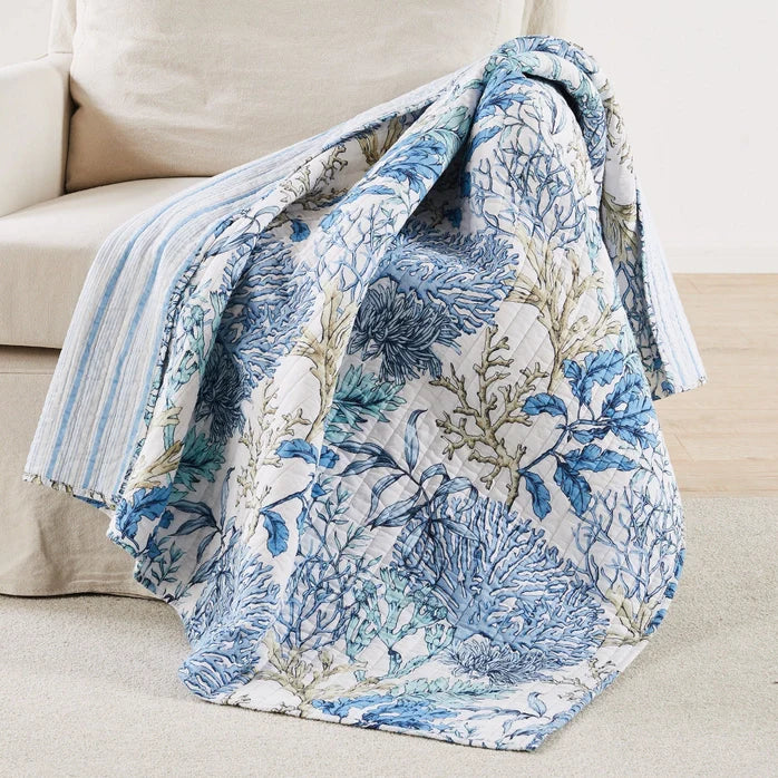 Mahina Coastal Quilted Throw Blanket - Coastal Throw Blanket