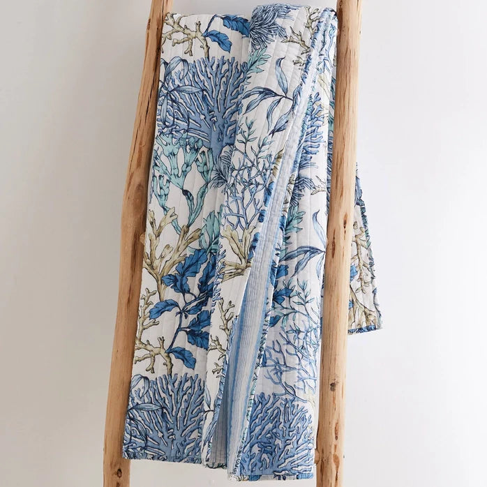Mahina Coastal Quilted Throw Blanket - Coastal Throw Blanket