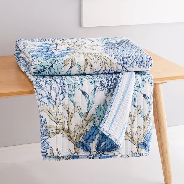 Mahina Coastal Quilted Throw Blanket - Coastal Throw Blanket