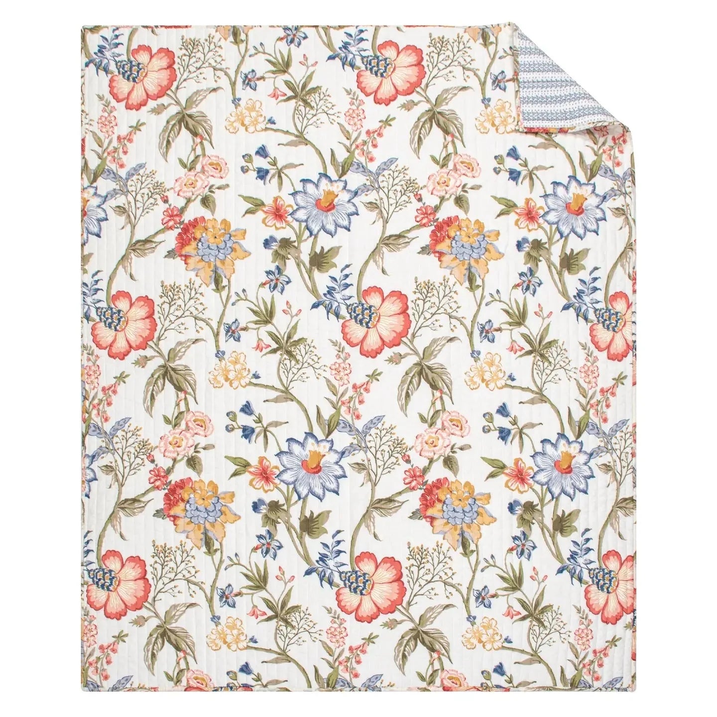 Maileen Quilted Cotton Botanical Throw Blanket