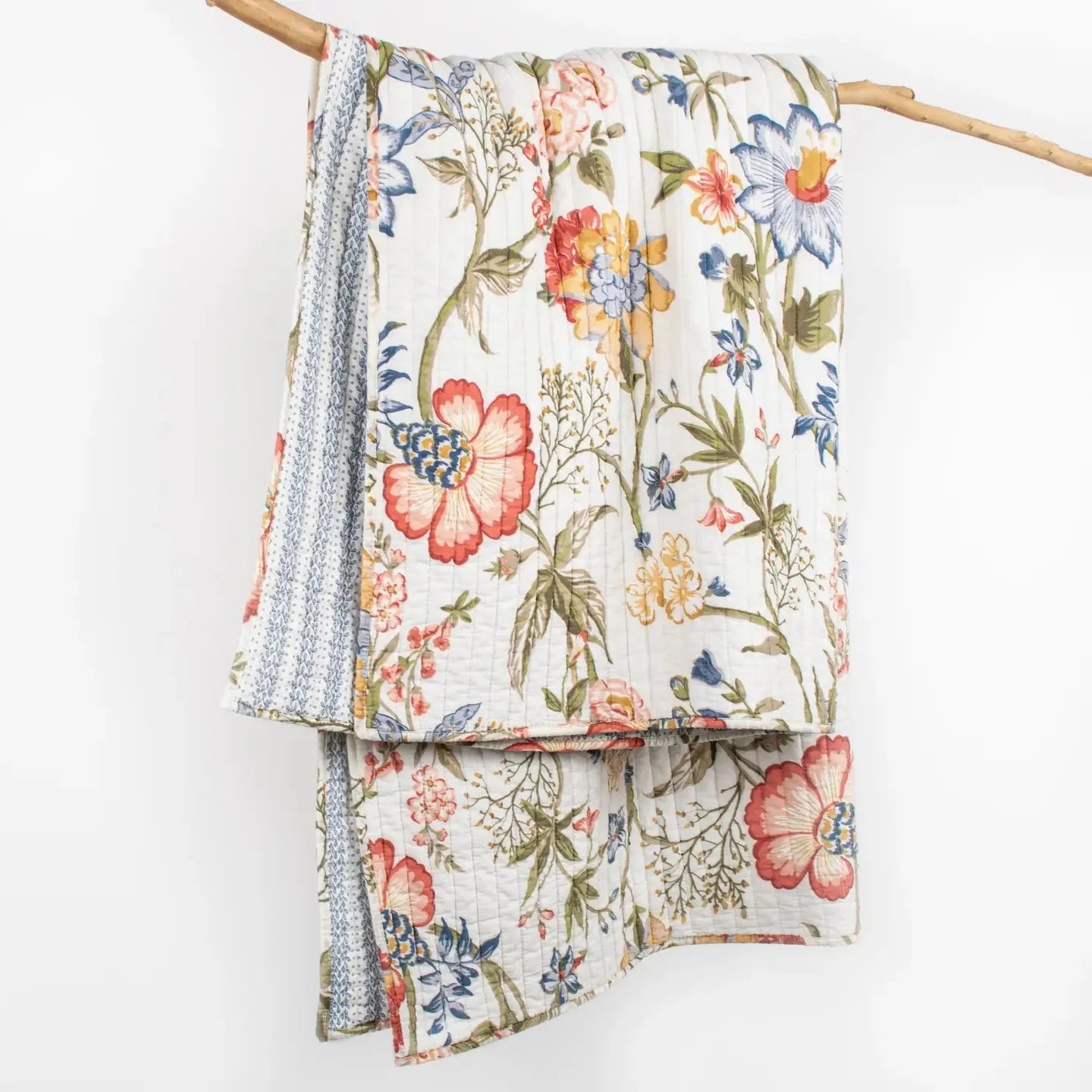 Maileen Quilted Cotton Botanical Throw Blanket