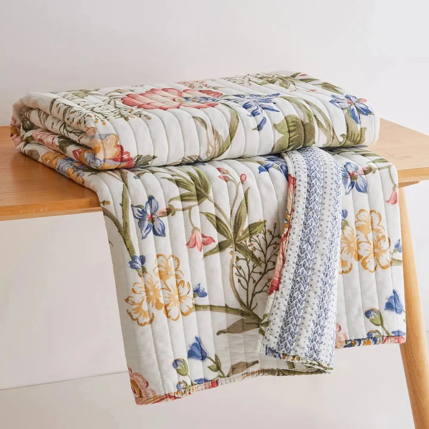 Maileen Quilted Cotton Botanical Throw Blanket