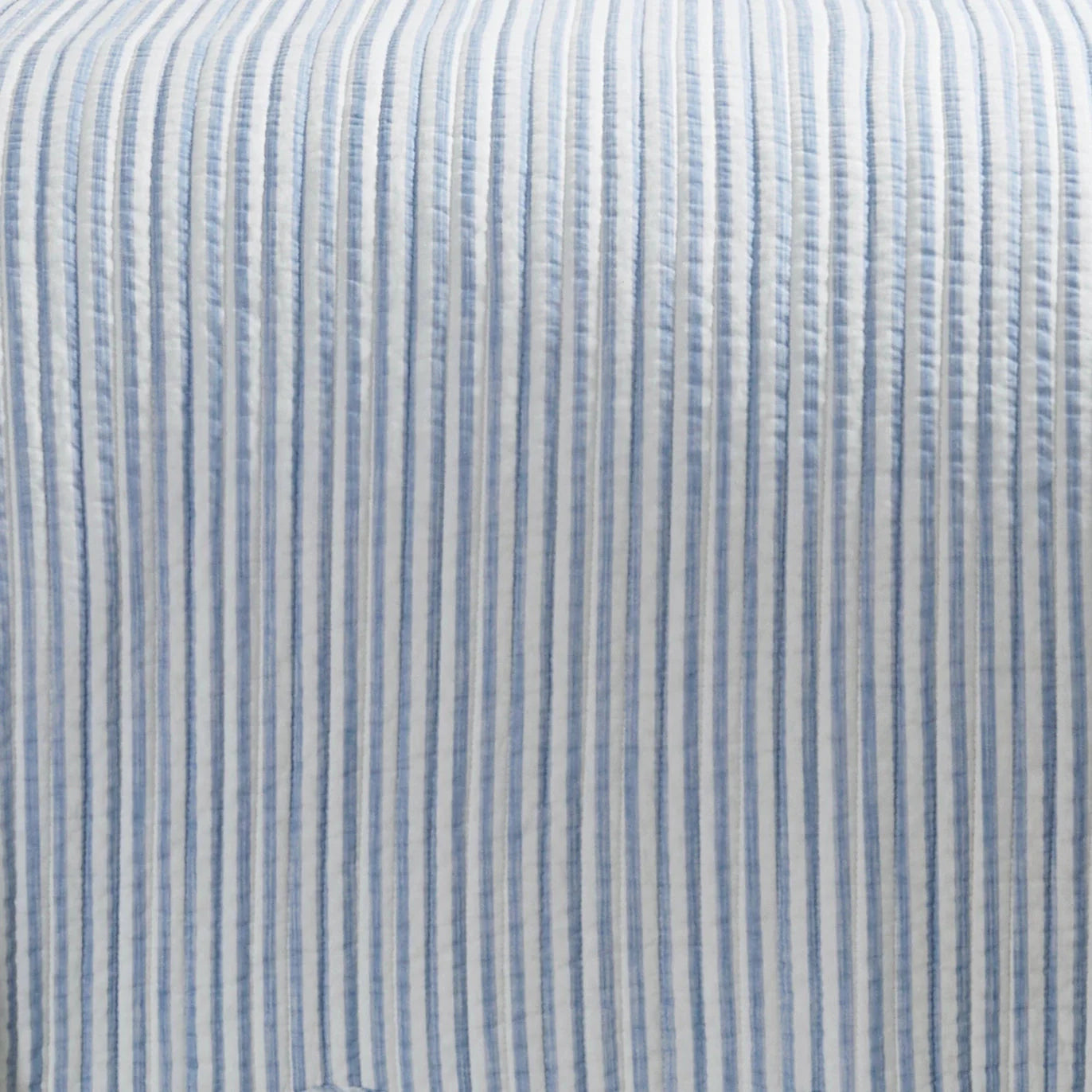 Martha Stripe Blue Quilt Set - Coastal Quilt Set - Blue Stripe - Scalloped Edges