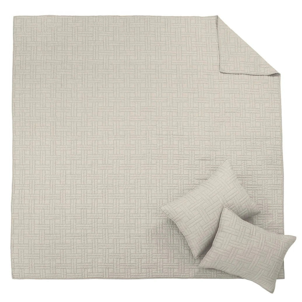 Melange Stitch Reversible Quilt Set - Natural