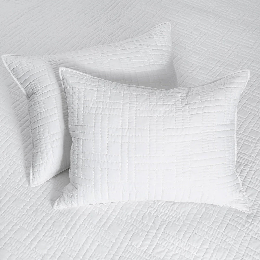 Melange Stitch Reversible Quilt Set - White