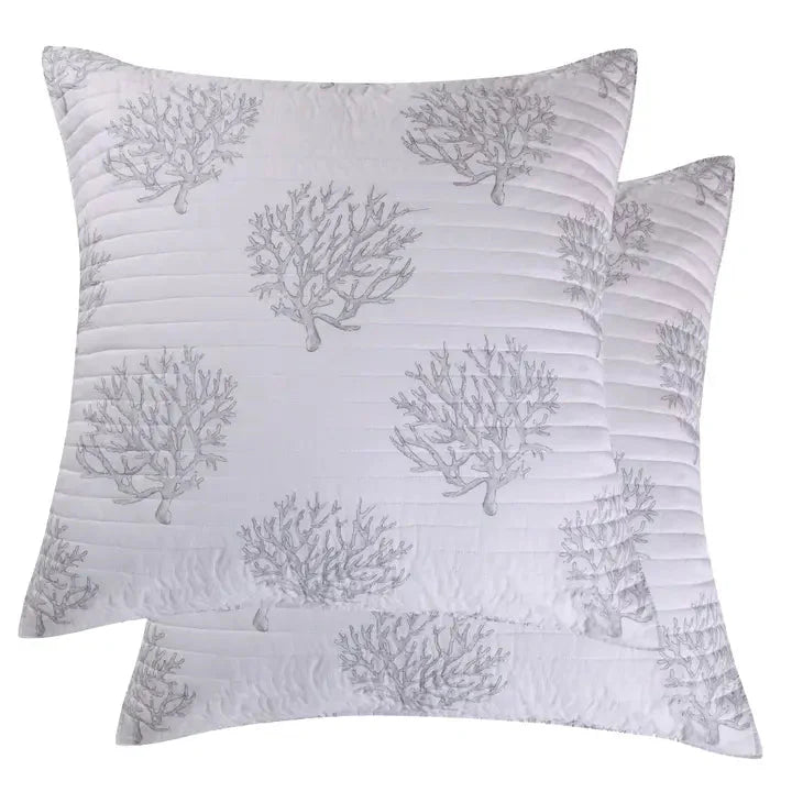 Nantucket Coastal Euro Sham - Set of 2 - Coastal Pillow Shams