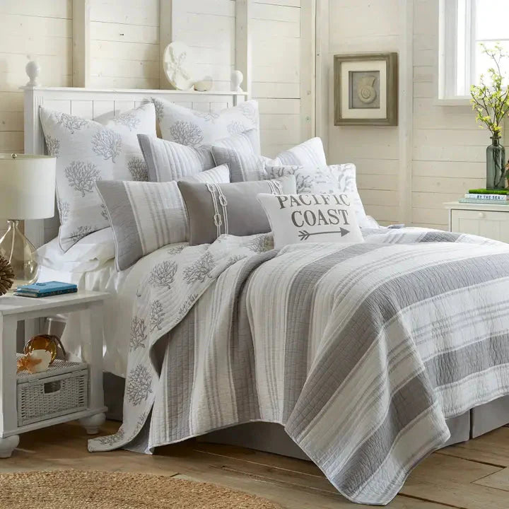 Nantucket Coastal Euro Sham - Set of 2 - Coastal Pillow Shams