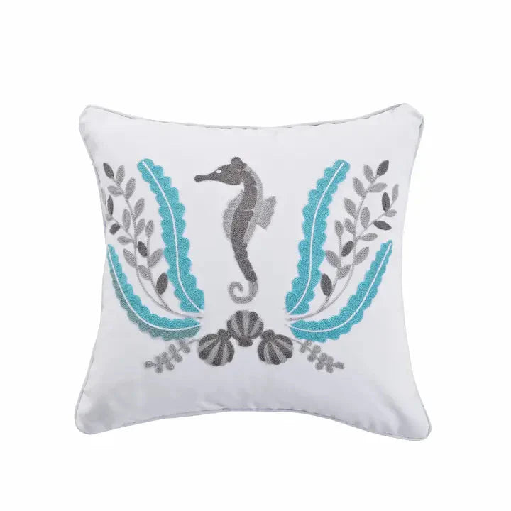 Nantucket Seahorse Pillow - Coastal Accent Pillows