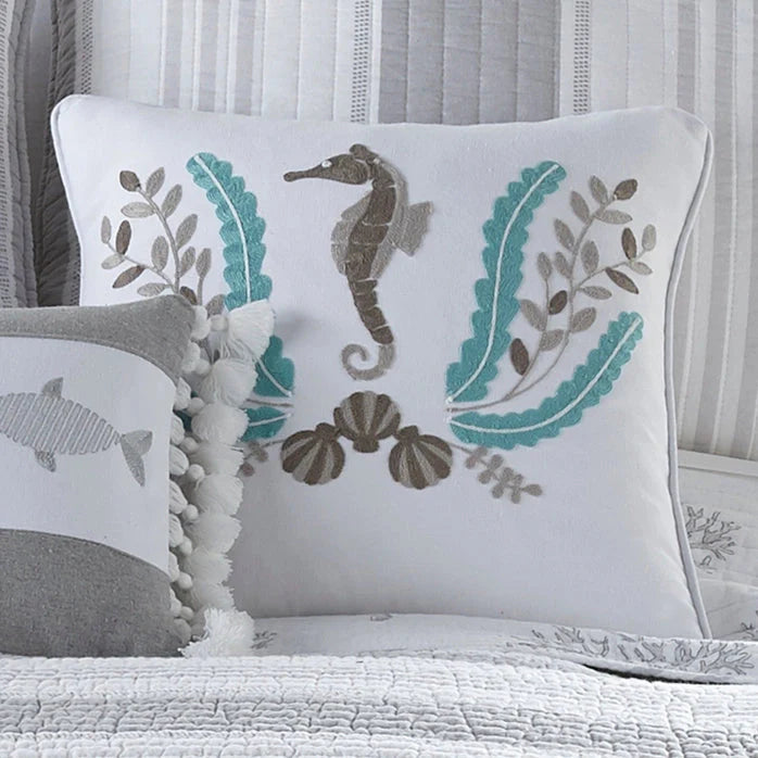 Nantucket Seahorse Pillow - Coastal Accent Pillows