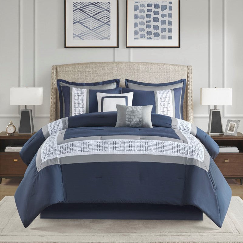 Nautical Powell 8 Piece King Nautical Comforter Set - Complete Bedding Ensemble