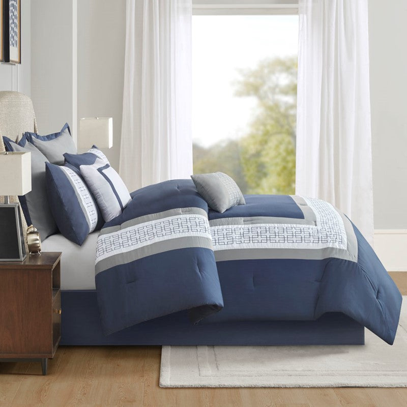 Nautical Powell 8 Piece King Nautical Comforter Set - Complete Bedding Ensemble