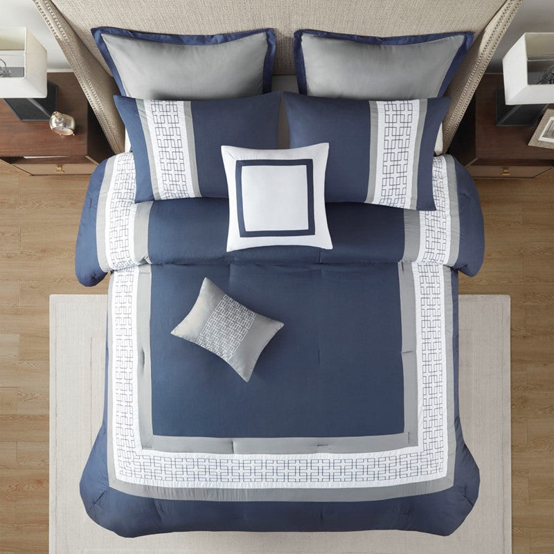 Nautical Powell 8 Piece King Nautical Comforter Set - Complete Bedding Ensemble