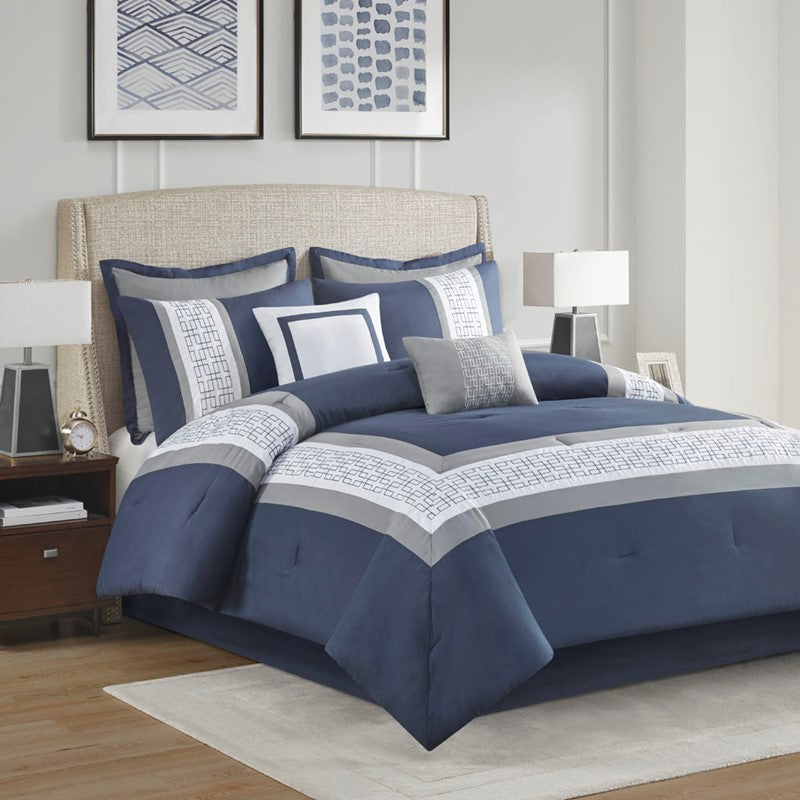 Nautical Powell 8 Piece King Nautical Comforter Set - Complete Bedding Ensemble